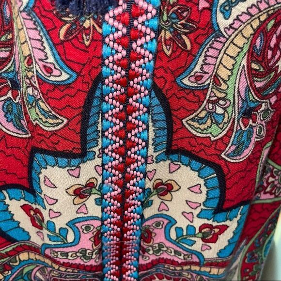 Bila jessica mixed paisley- boho V neck tassel top high low hem size Med - Picture 4 of 13